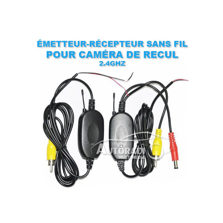 ÉMETTEUR-RÉCEPTEUR sans fil 2.4Ghz RCA 12V pour Caméra de Recul.