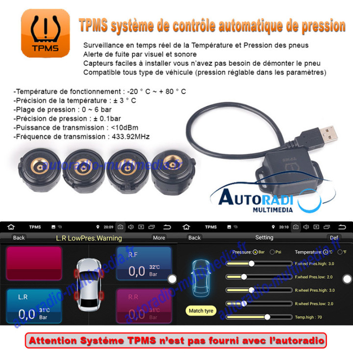 Autoradio multimédia GPS 8-core Android 8.0