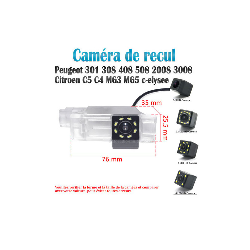 Camera de recul Peugeot 301 308 408 508 2008 3008  | Citroen C5 C4 MG3 MG5 c-elysee