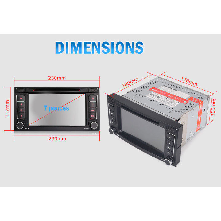 Autoradio Android Multimédia pour VW T5, Touareg,....