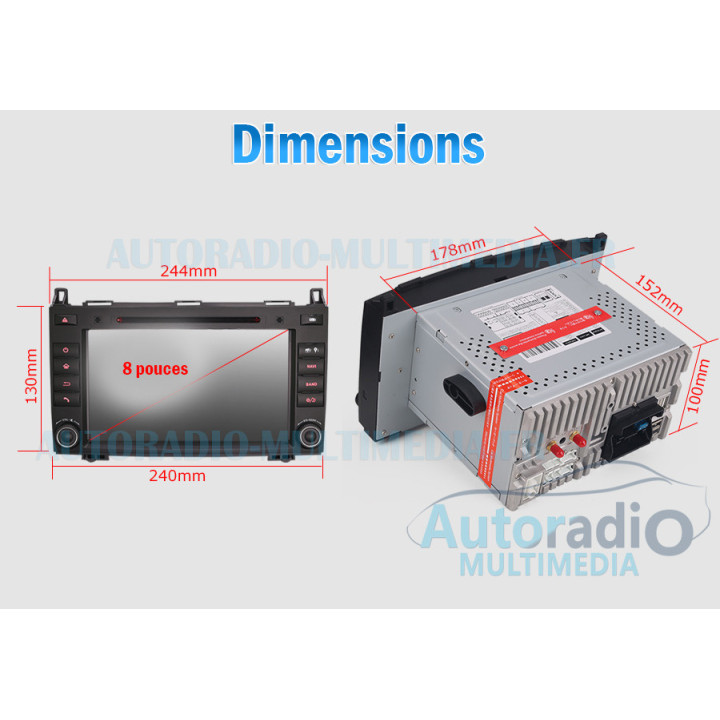 Autoradio Android 15 processeur octa-core  Mercedes classe A classe B Vito Viano sprinter Carplay intégré