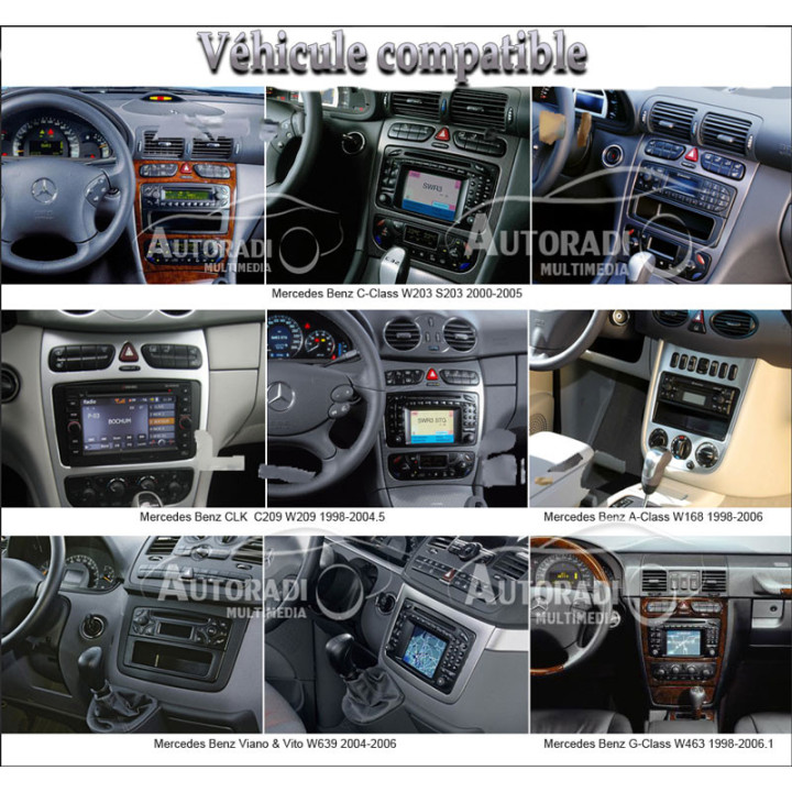 Autoradio Mercedes Classe C W203, CLK, ML W163, Vito - CarPlay