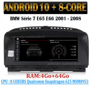 autoradio multimedia android 10 8-coeurs pour BMW Série E65 E66