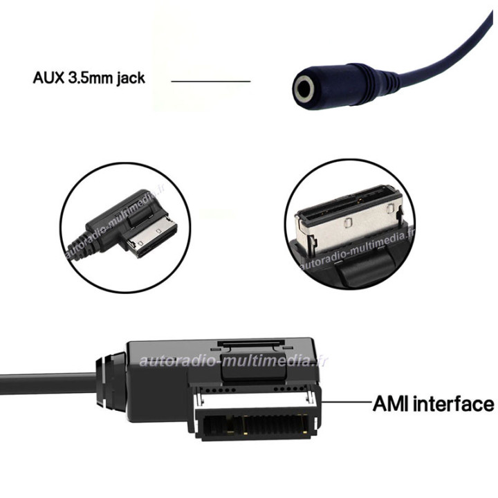 Câble AMI vers jack femelle 3.5. Mercedes, Audi, Volkswagen