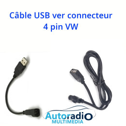 Câble USB ver connecteur 4 pin VW