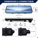 Rétroviseur caméra 1080P avec caméra de recul et écran tactile 10 pouces