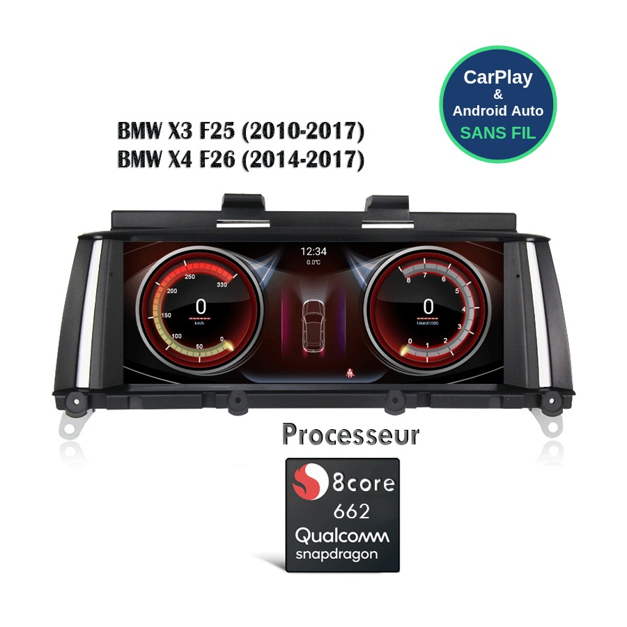 Autoradio BMW X3 F25 X4 F26 CarPlay Android Auto sans fil