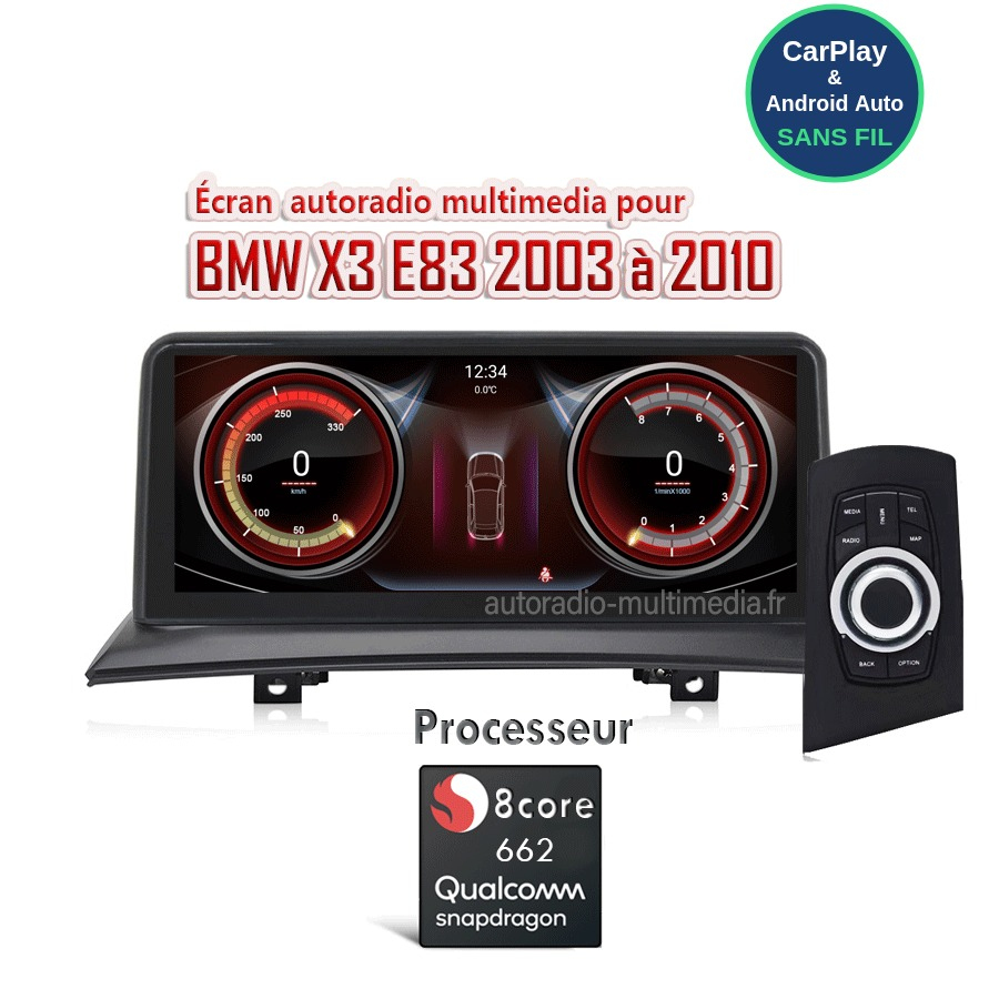Autoradio BMW X3 E83 CarPlay Android Auto sans fil