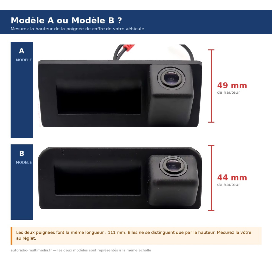 Caméra de recul OEM poignée de coffre VW, Audi, Skoda